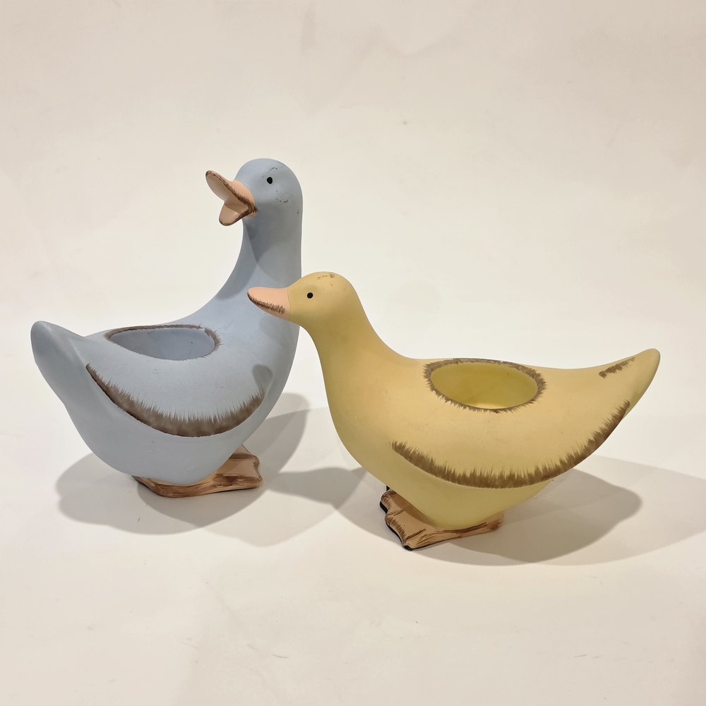PartyLite Blue and Yellow Duck Candle Holders